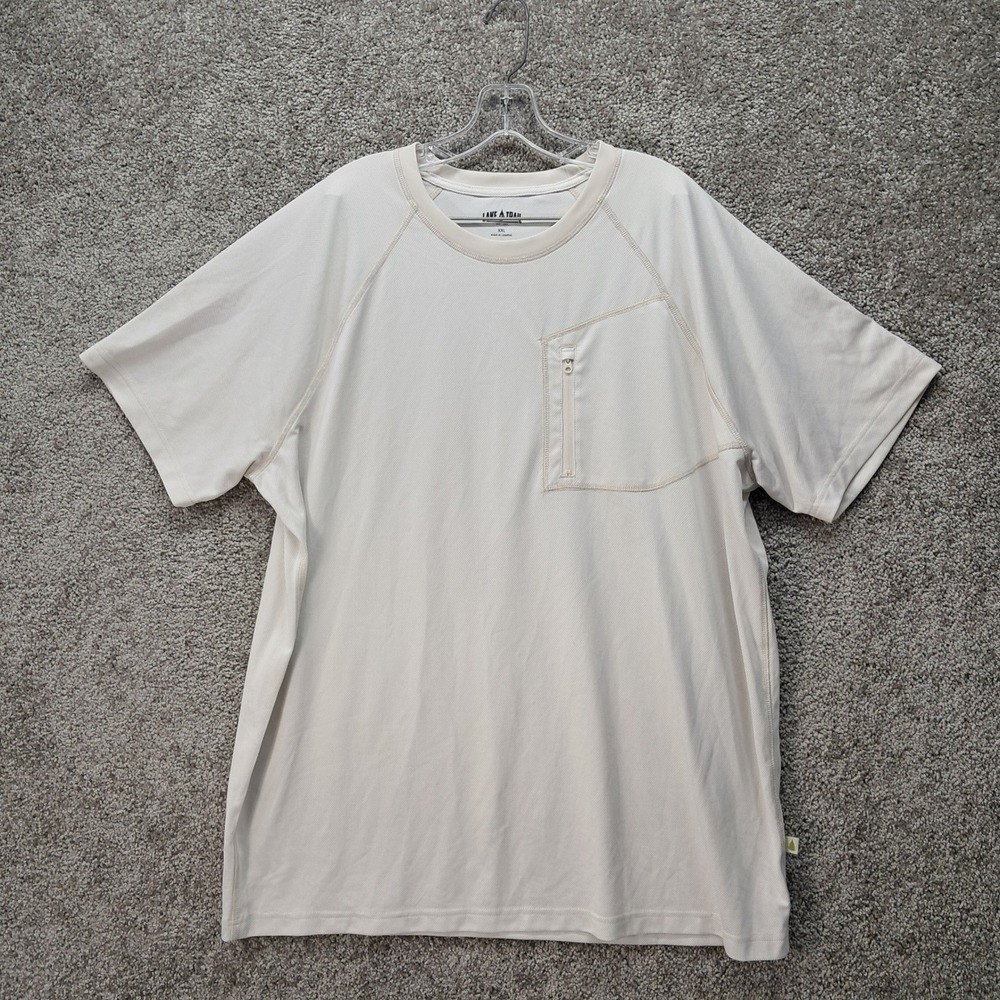 Lake & Trail Mens XXL Recycled Polyester Performance T-Shirt Zip Pocket Cream